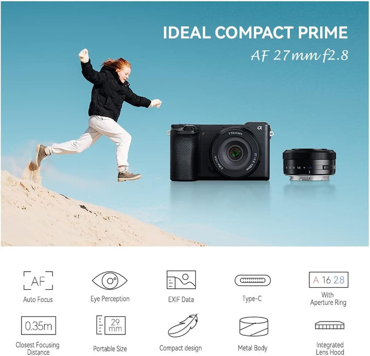 TTARTISAN AF 27mm F/2.8 E APS-C Fester Fokus Linse für Sony E-Bajonett A6000 A6100 A6300 A6500 ZV-E1