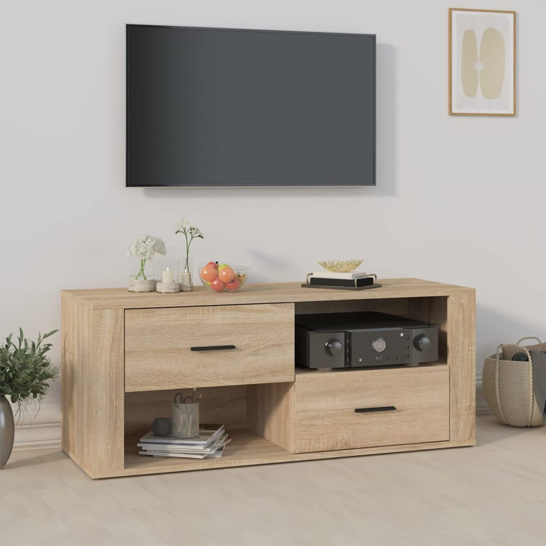 Tidyard TV Schrank mit Schubladen und Fächer Lowboard Fernsehtisch Fernsehschrank TV Möbel Sonoma-Ei