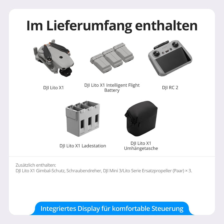 DJI Lito X1 Fly More Combo Bundle, 4K Kameradrohne Hinderniserkennung, ActiveTrack, 1/1,3-Zoll-Senso