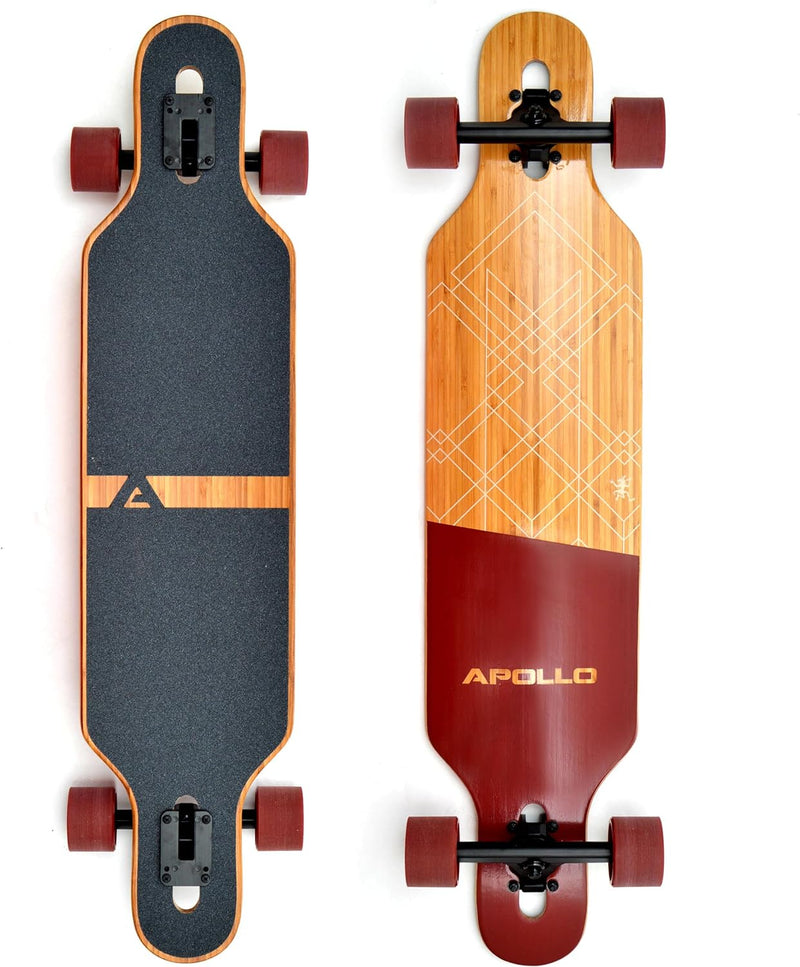 Apollo Longboard, Komplettboard mit Deck aus Bambus & Fiberglas, High-End Board mit ABEC 9 Kugellage