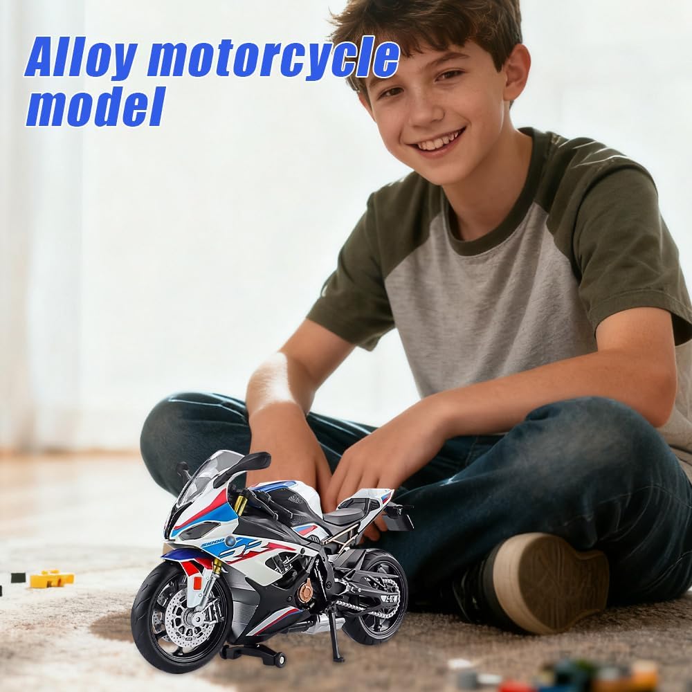 DAJASD 1:12 Motorrad Modell, Motorrad Spielzeug Mit Licht- und Soundeffekten, Mini Motorra, Miniatur