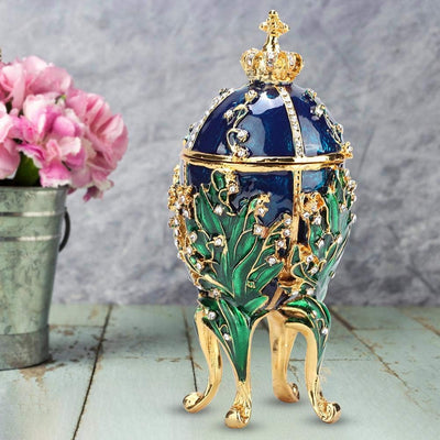 Bemalte emaillierte Faberge Ei Stil dekorative klappbare Schmuck Schmuckschatulle, künstliche Diaman