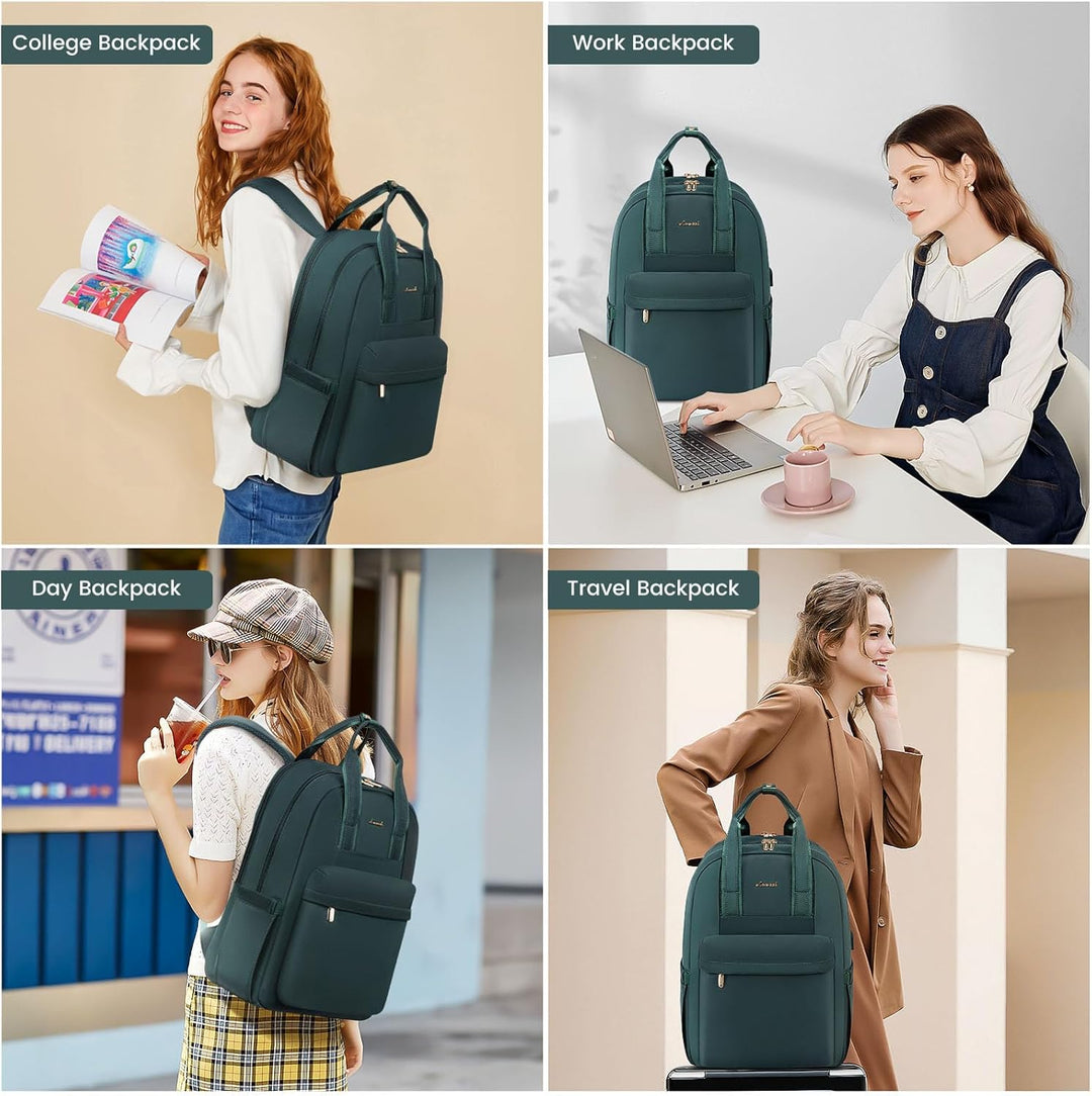 LOVEVOOK Laptop Rucksack Damen, 15,6 Zoll Schulrucksack Teenager mit USB Ladeanschluss, Wasserdicht