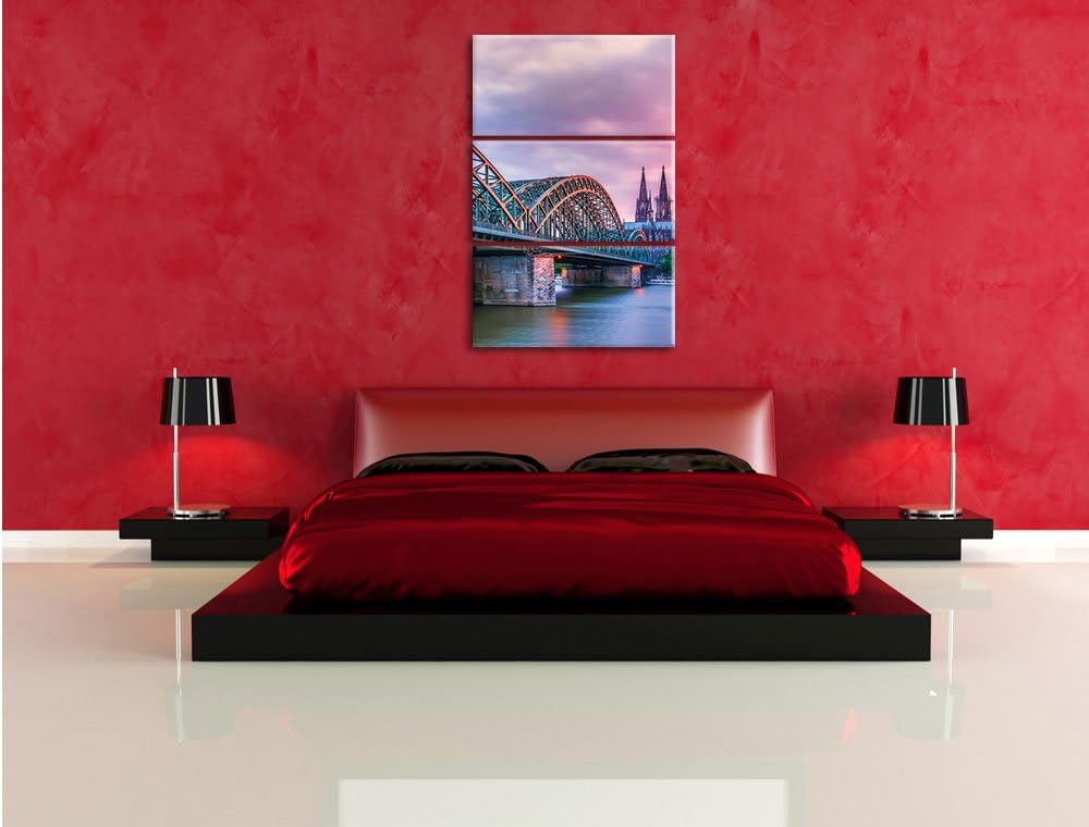 Pixxprint Hohenzollernbrücke in Köln als Leinwandbild/Grösse: 3 Teilig (120x80 cm) cm/Wandbild/Kunst