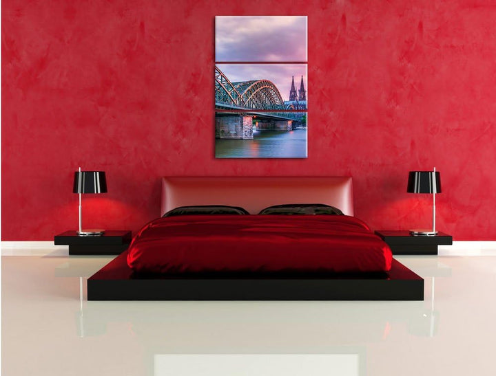 Pixxprint Hohenzollernbrücke in Köln als Leinwandbild/Grösse: 3 Teilig (120x80 cm) cm/Wandbild/Kunst