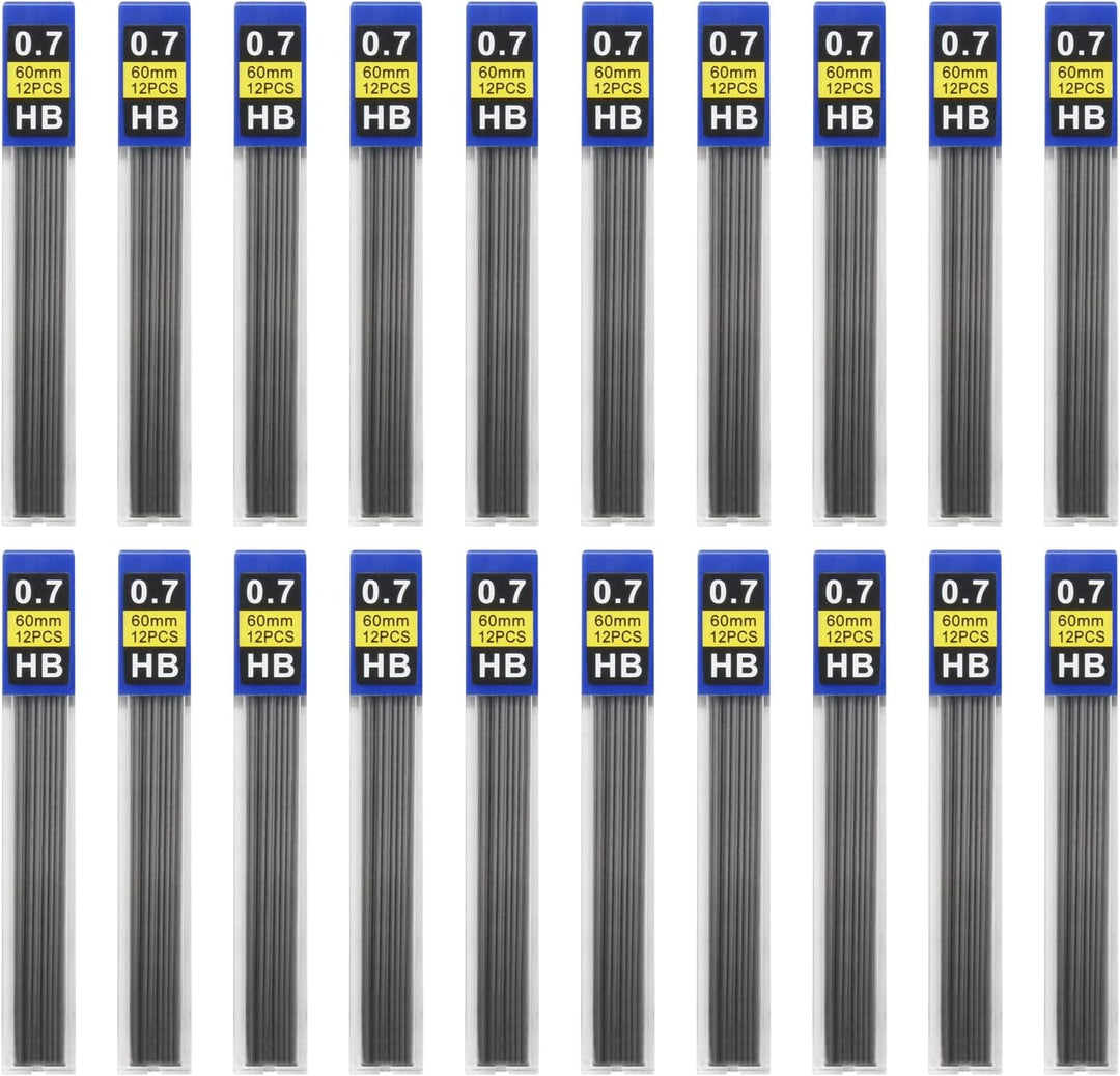 Bleistiftminen 0,7 mm Bruchsichere, Hochwertige Harzmine, je 12 Minen, Kunststoff-Aufbewahrungsbox,
