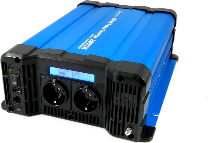 solartronics Spannungswandler FS2000D 12V 2000/4000 Watt Reiner Sinus BLAU m. Display FS Serie LiFeP