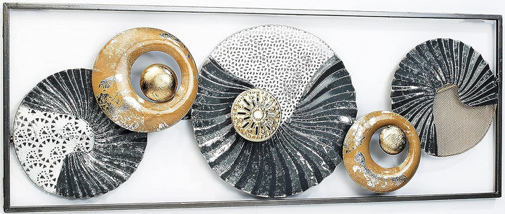 Kobolo Wandbild Wanddeko Metallbild 3D-Bild - SEASHELL -anthrazit weiss gold- ca 28x75 cm