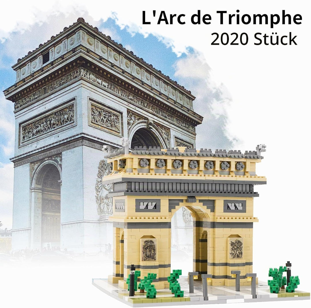 LULUFUN Baustein-Set, Arc De Triomphe Architecture Model Blocks Kit, Sammelmodell-Sets zum Bauen, Sp