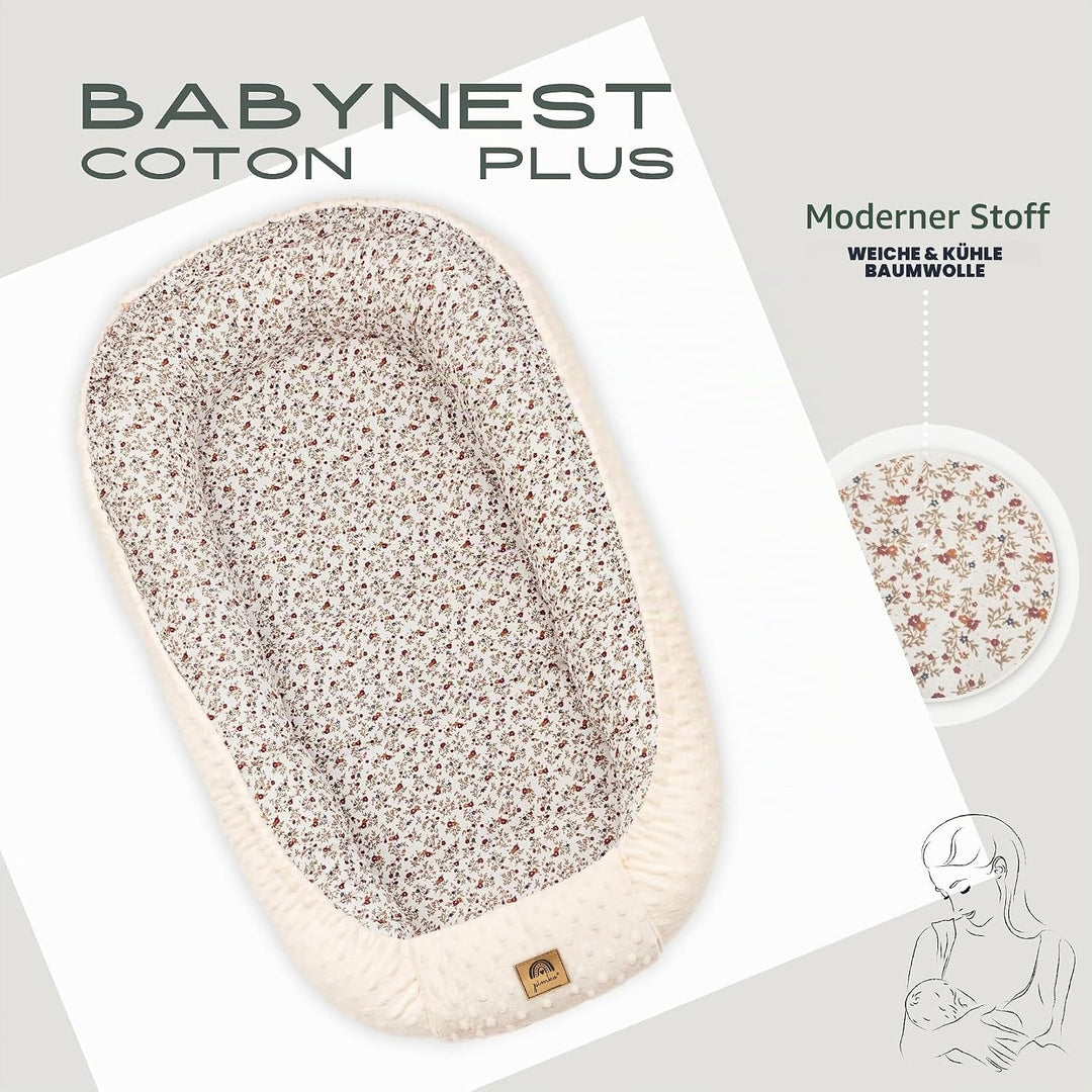 PIMKO Babynest 2 seitig Minky Babynestchen für Baby Kuschelnest Babykokon für Säuglinge und Neugebor