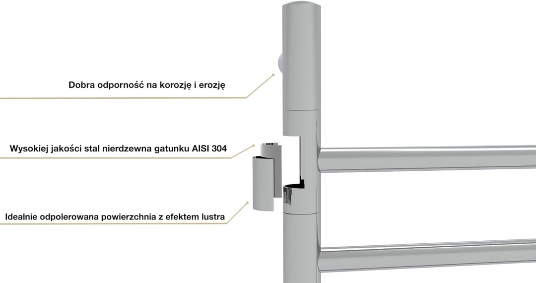 Elna® Handtuchheizkörper Elektrisch Chrom 82x46 cm, 78W - Badheizkörper Elektrisch Handtuchwärmer Ed