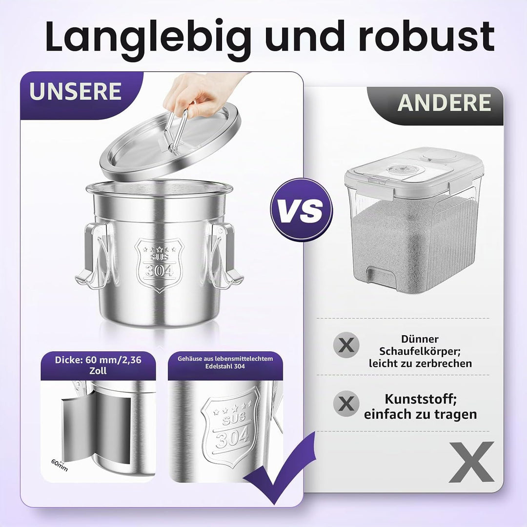 Froulaland 304 Edelstahl Getreidebehälter Vorratsdosen Mit Deckel Luftdicht Metall Küche Eimer Mit D