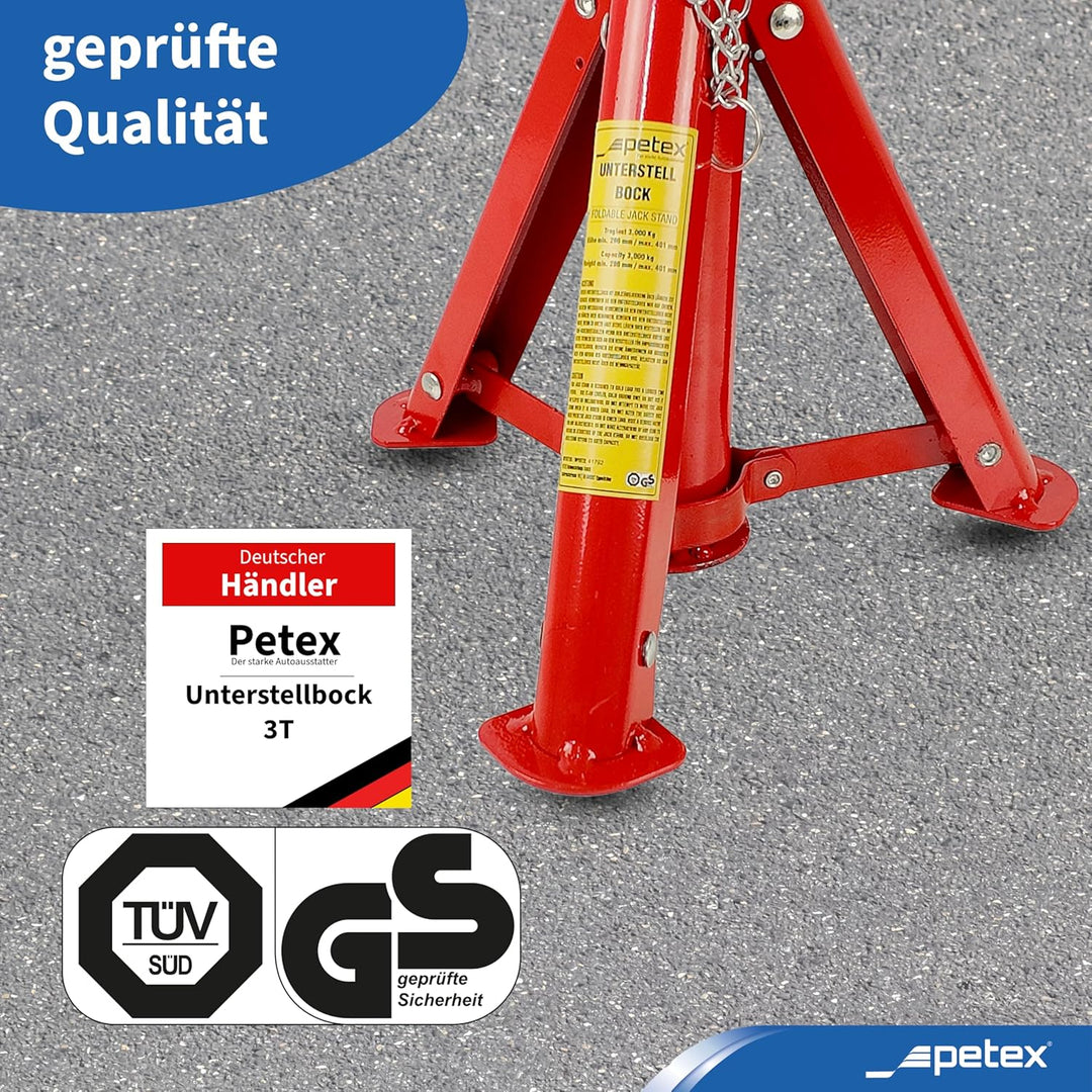 Unterstellbock, höhenverstellbar und faltbar, 2er Set, 3 t, rot