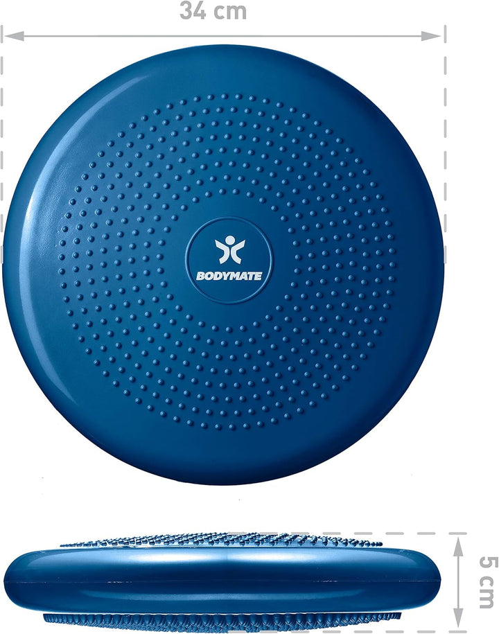 BODYMATE Ballsitzkissen inkl. Pumpe 34cm Durchmesser - Balance-Kissen, Luftkissen, Balance Pad, Nopp