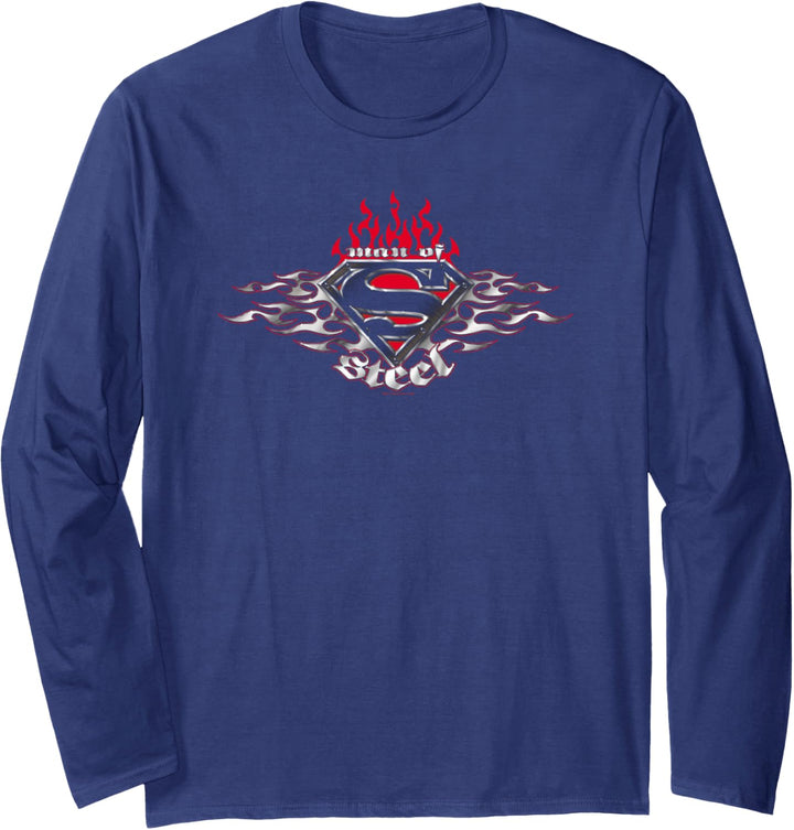 Superman Steel Flames Shield Langarmshirt