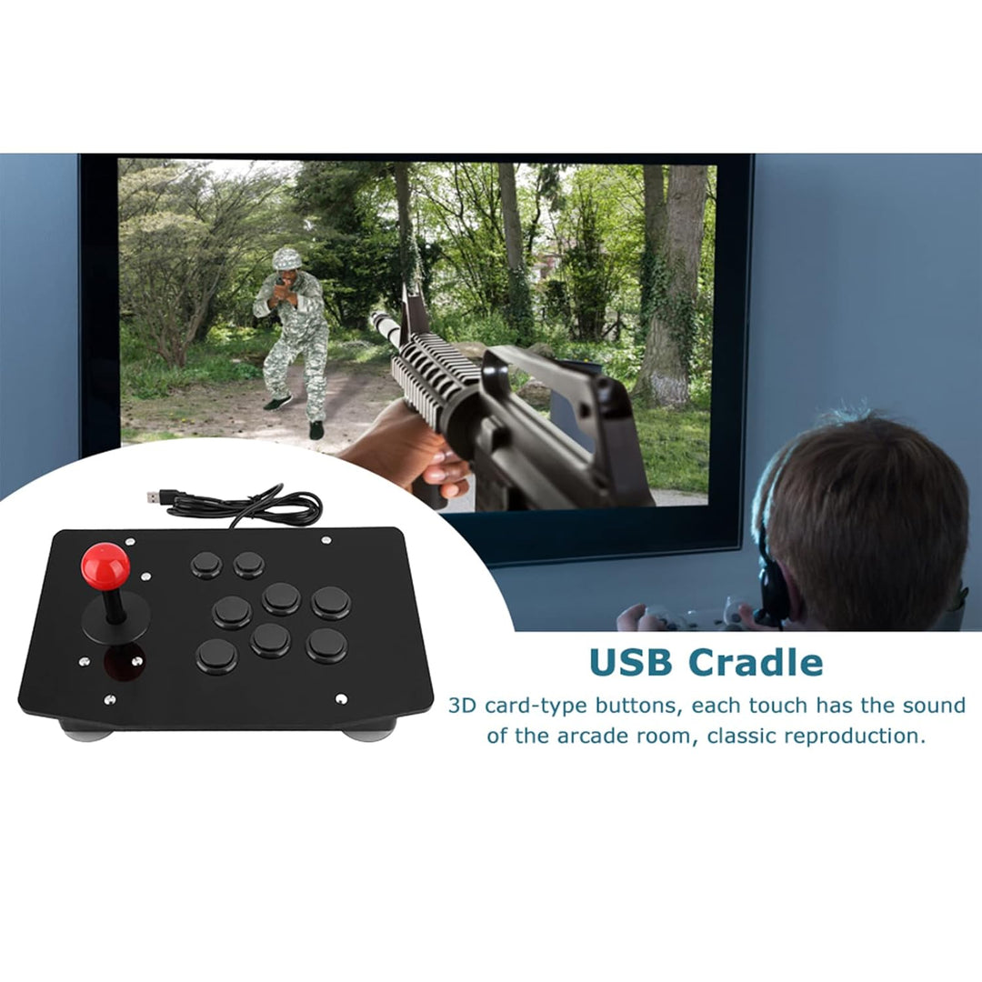 Arcade Fight Stick mit 8 Tasten Joystick Game Handle Controller für PC (Schwarz)