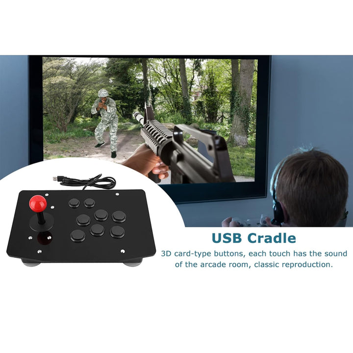 Arcade Fight Stick mit 8 Tasten Joystick Game Handle Controller für PC (Schwarz)