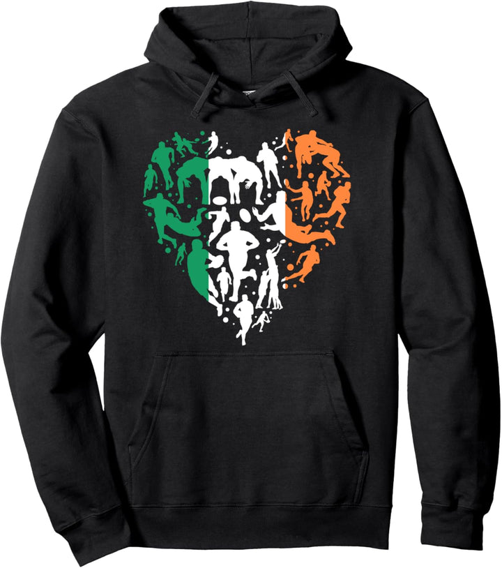 Irland Rugby Love Heart Irish Rugby Fan Pullover Hoodie