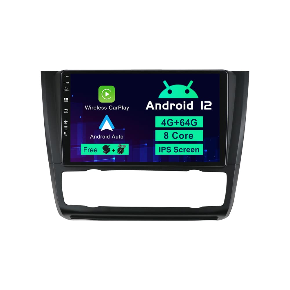 SXAUTO Android 12 IPS Autoradio Passt für BMW 1 Series E81 E82 E87 E88 (2004-2012) - Eingebaut Wirel