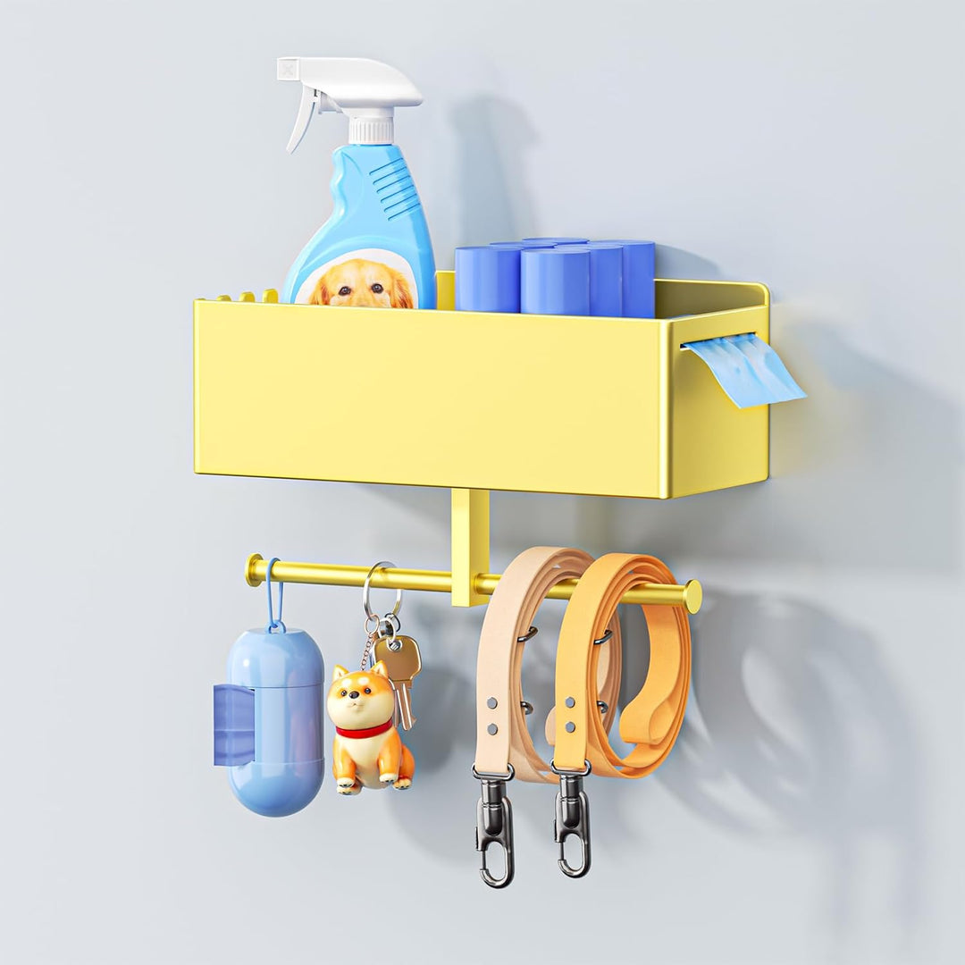 YYBO Hundegarderobe mit ablage, Hundeleinen Halterung Wand, Hunde Garderobe für Hundezubehör Hundele
