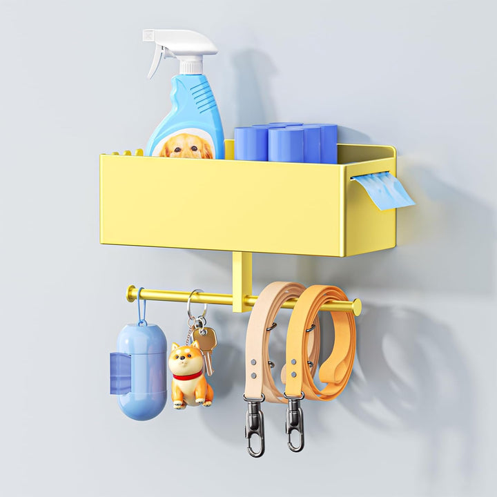 YYBO Hundegarderobe mit ablage, Hundeleinen Halterung Wand, Hunde Garderobe für Hundezubehör Hundele