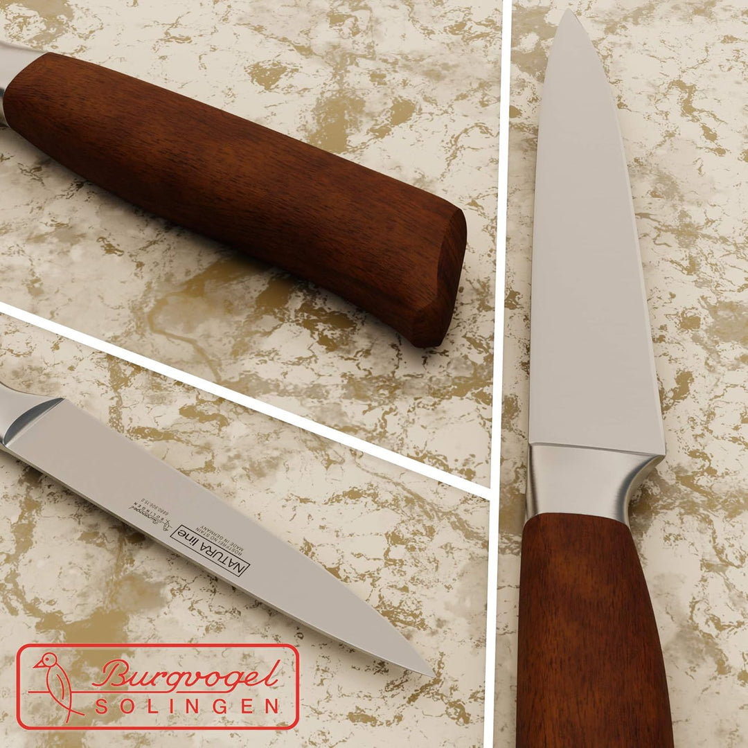 Burgvogel Solingen Natura Line, Zubereitungsmesser Holzgriff, rot satiniert, geschmiedet, 15 cm, seh