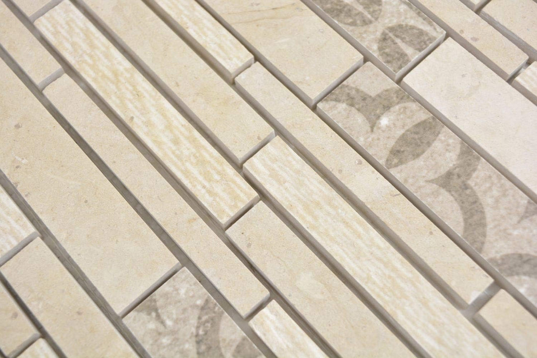 Mosaik Fliese Verbund Marmor/Keramik mix beige für WAND BAD WC KÜCHE Wandverblender Fliesenspiegel V