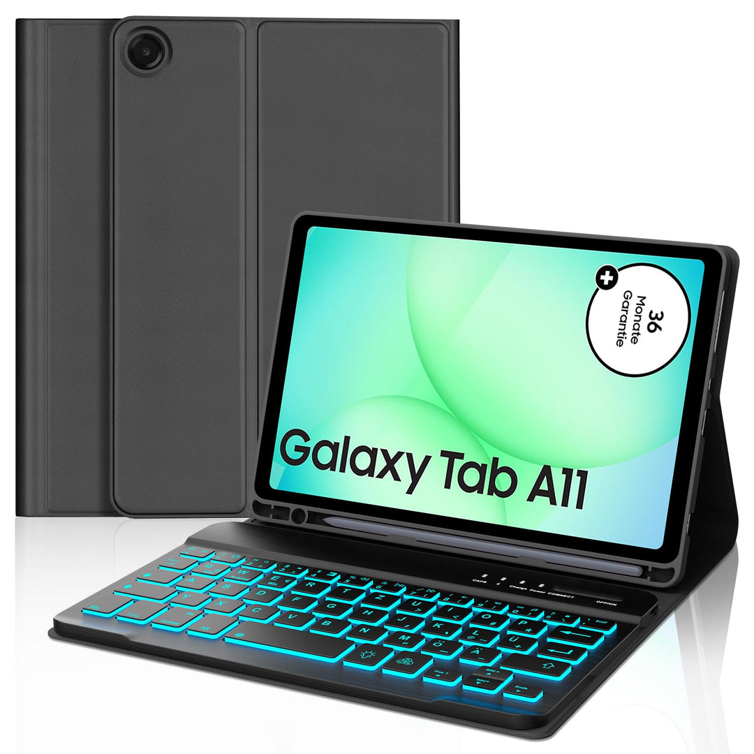 IVEOPPE Tastatur für Samsung Galaxy Tab A11 8.7 Zoll 2025, 7-Farbige Beleuchtung, Hülle Tastatur für