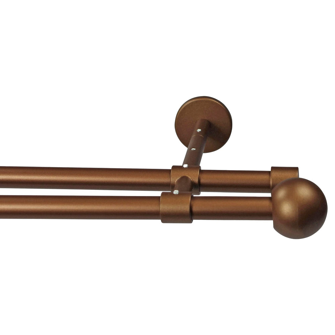 Garesa Gardinenstange Bolti Ø 16mm, 2-läufig, Bronze I Stabile Vorhangstange ohne Ringe I Mit Endkno