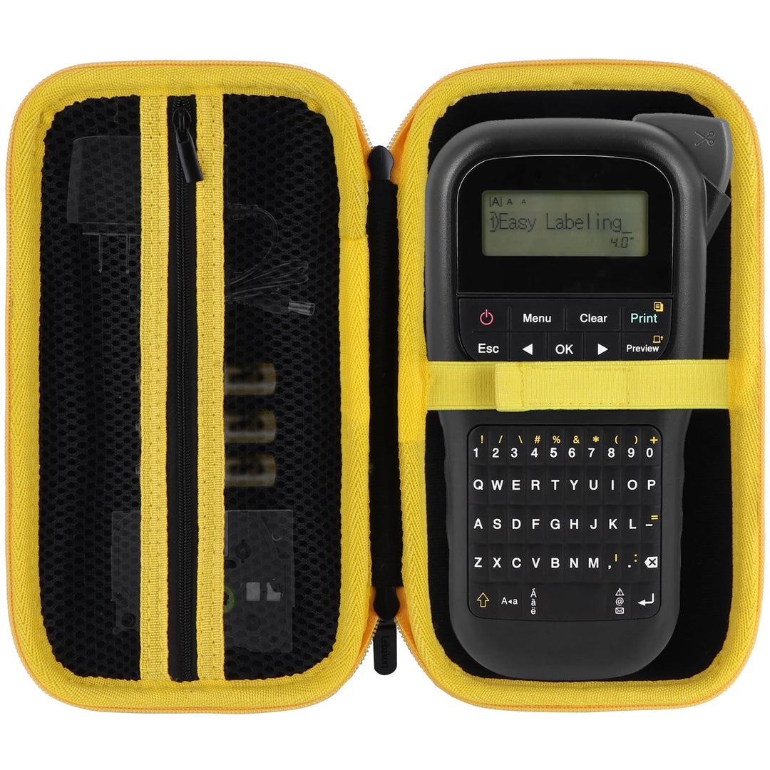 Hart Schutz Hülle Etui Tasche für Brother P-Touch PTH110 Monochrom Beschriftungsgerät (Schwarz + Gel