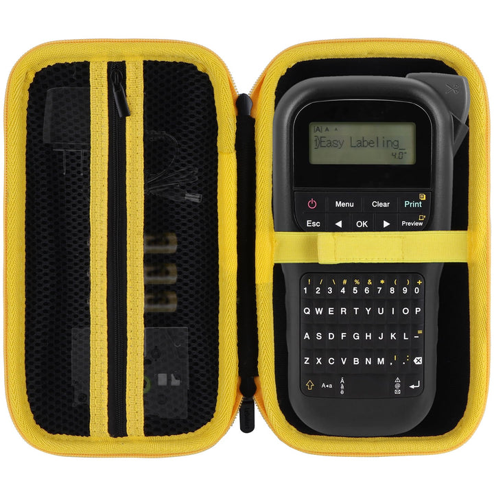 Hart Schutz Hülle Etui Tasche für Brother P-Touch PTH110 Monochrom Beschriftungsgerät (Schwarz + Gel