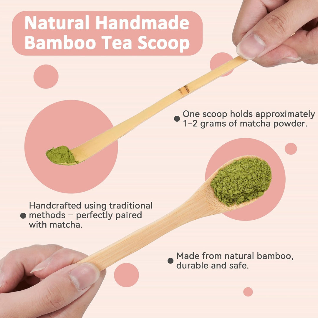Premium Matcha Set 7-teilig – Exklusives Teezeremonie-Set mit Bambus-Chasen (Besen),Rosa Keramik-Sch