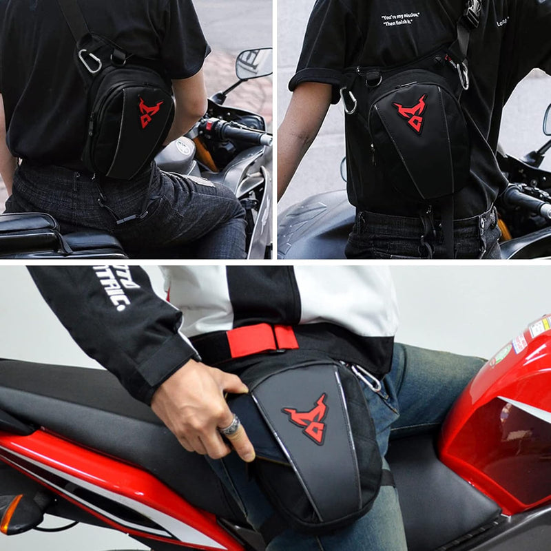 MIGHTYDUTY Motorrad Beintasche Herren Erweiterbar Oberschenkeltasche Hüfttaschen schwarz Gürteltasch