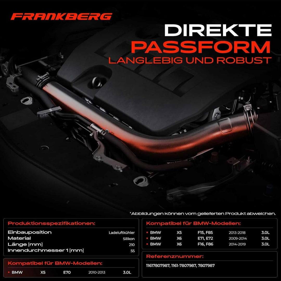 Ladeluftschlauch Turboschlauch Vorne für X5 X6 F15 E70 F85 F16 E71 E72 F86 xDrive40d 3.0L 2009-2019