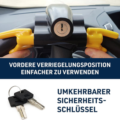 BLOKAUTO 9595 Lenkradschloss Lenkradkralle Lenkradsperre Diebstahlsicherung Lenkrad Auto, Gelb