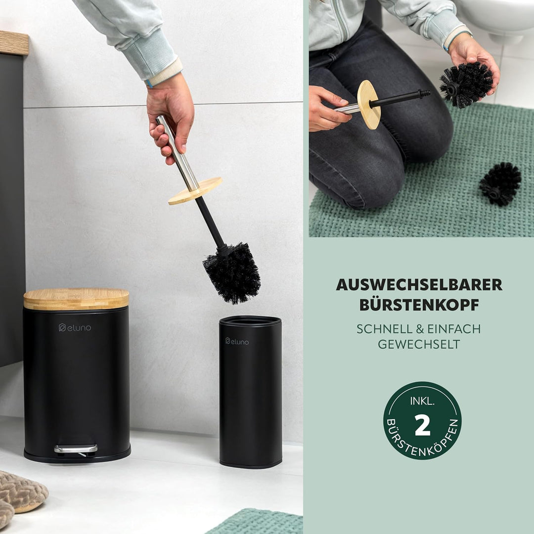eluno Badezimmer Zubehör Set FRAMURA 2tlg. bestehend aus 1 Kosmetikeimer mit Soft-Close Deckel und 5