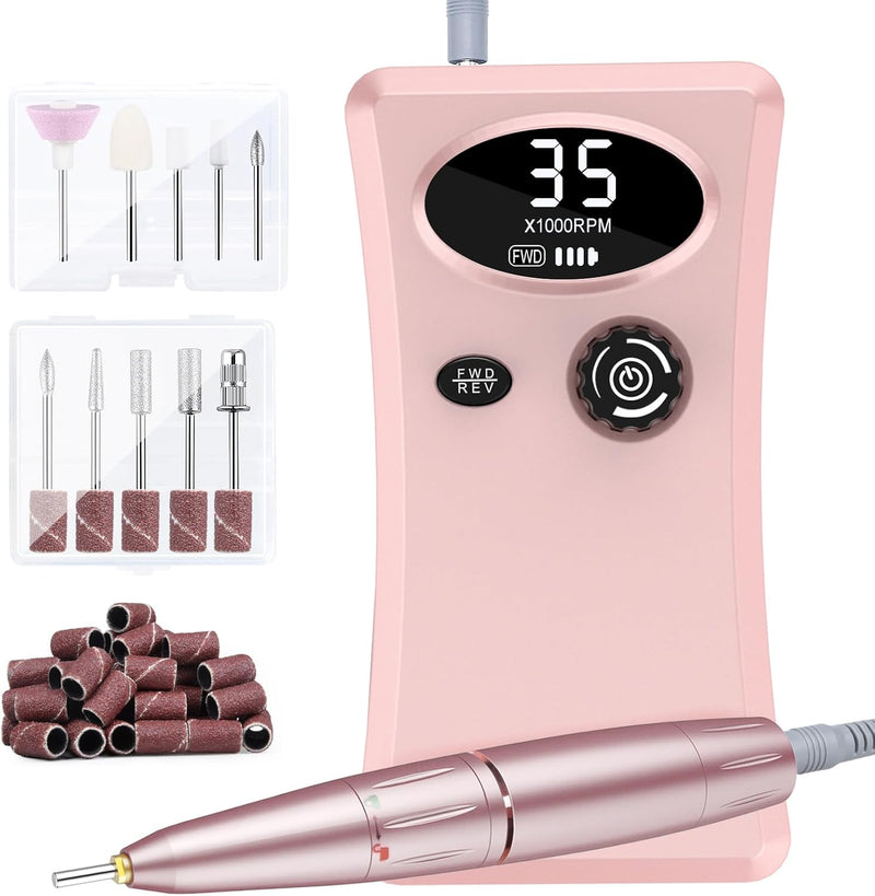 Elektrische Nagelfräser, Nagelfräser 35000 U/Min Aufladbar Nagelfeile Nagelbohrer mit LED-Anzeige Ma
