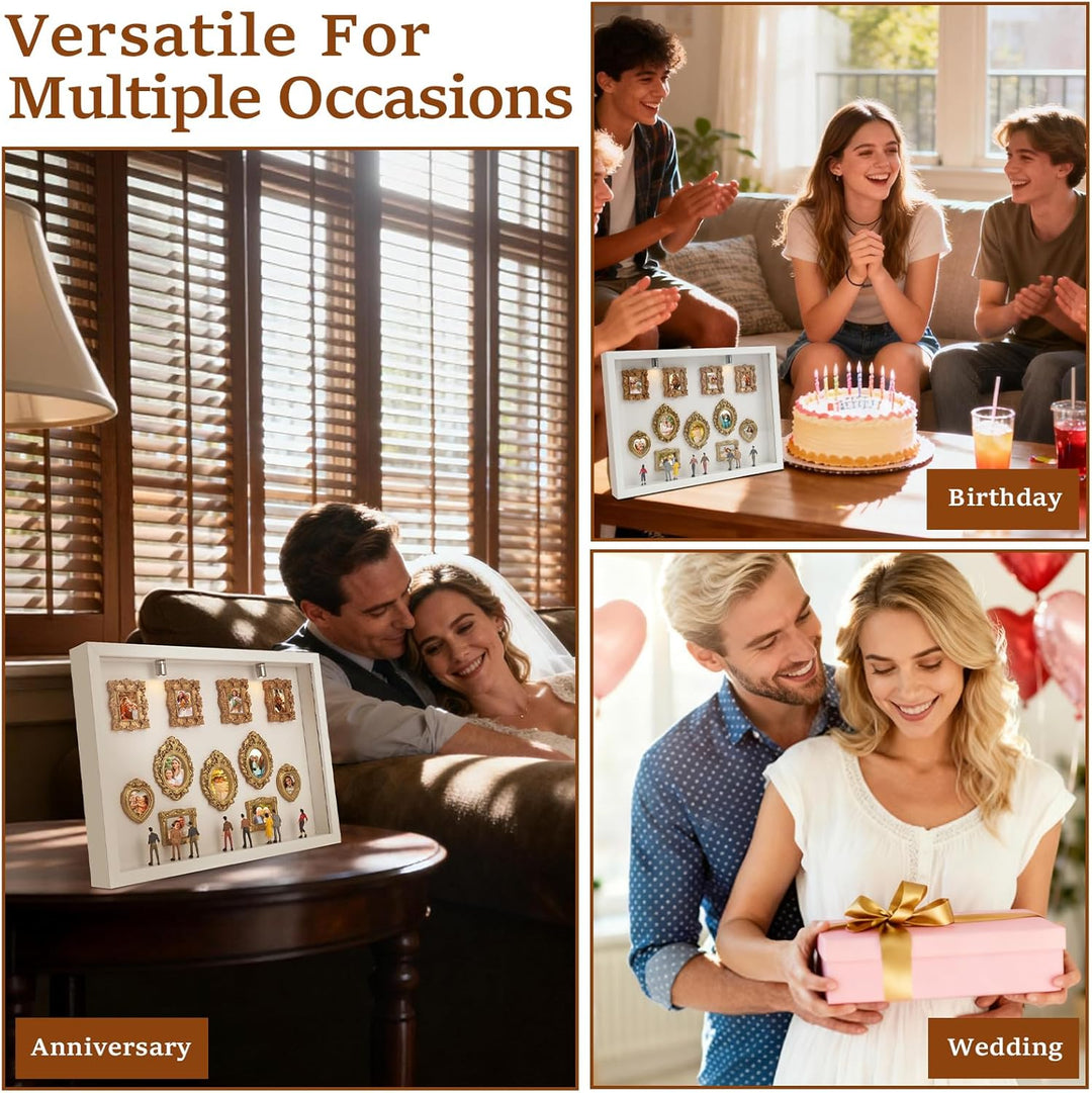 DIY Mini Museum Silhouette Box mit Vintage Mini Bilderrahmen Gold & Figuren,Figuren Menschen Museum