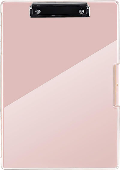 FRETONBA Klemmbrett a4 mit Aufbewahrungsfach, Rosa Kunststoff-Klemmbrett, Leichtes Zwischenablage, T