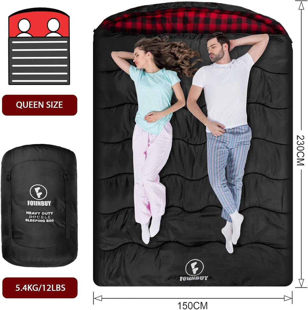 Doppelschlafsack 2 Personen 230x150cm – Flanell-Deckenschlafsack | Weiches Flanell-Futter, wasserdic