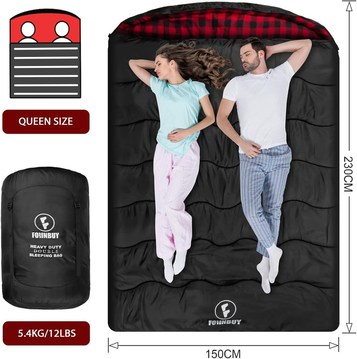 Doppelschlafsack 2 Personen 230x150cm – Flanell-Deckenschlafsack | Weiches Flanell-Futter, wasserdic
