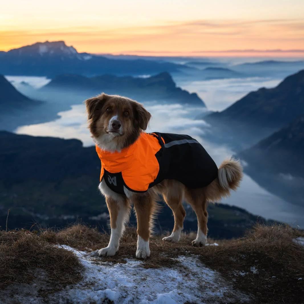 Non-Stop Dogwear Fjord Regenmantel 2.0, Schwarz/Orange, 55
