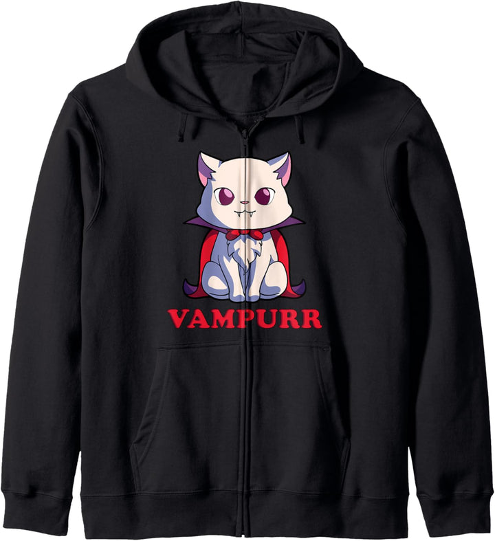 Vampurr Cute Cartoon Vampir Cat Lover Halloween Kostüm Kapuzenjacke