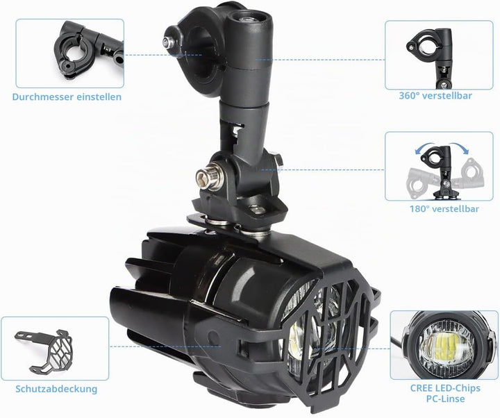 MARCHFA KOLOME Motorrad Licht Fit für Motorrad Fahrrad ATV Traktor Gabelstapler Boot Universal Schei