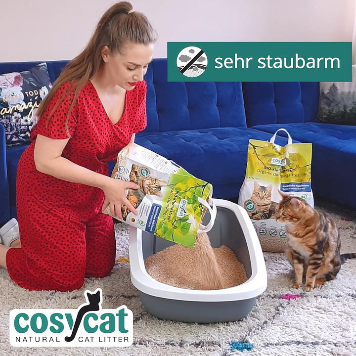 COSYCAT Klumpendes Bio-Katzenstreu aus Holz [100% Natürlich] – 40 l - in der Toilette entsorgbar – K