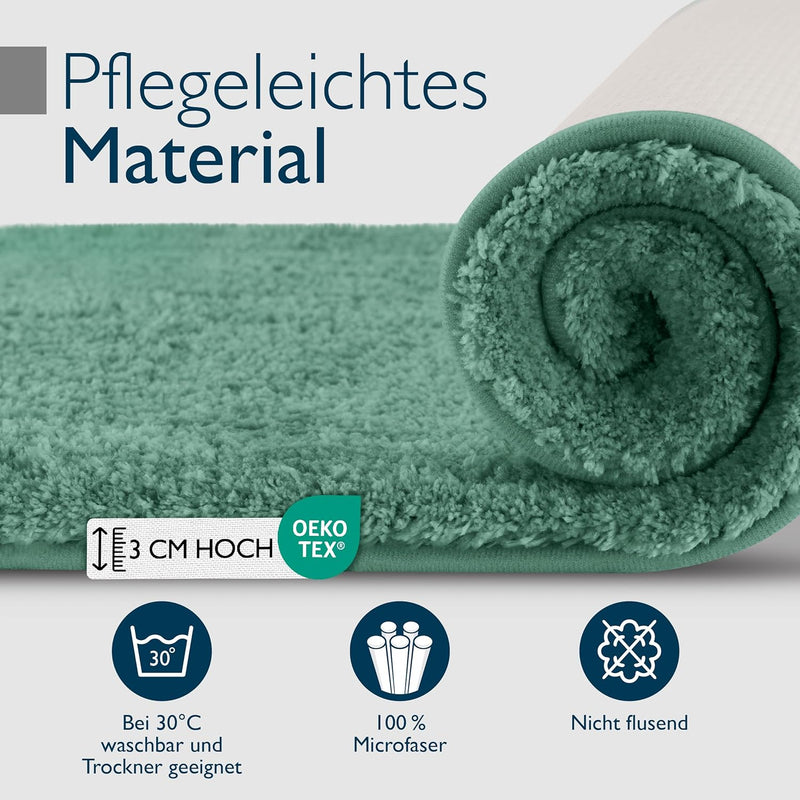 Beautissu Badematte rutschfest 120x70 cm – Duschvorleger Hochflor Badteppich rutschfest Waschbar Sha