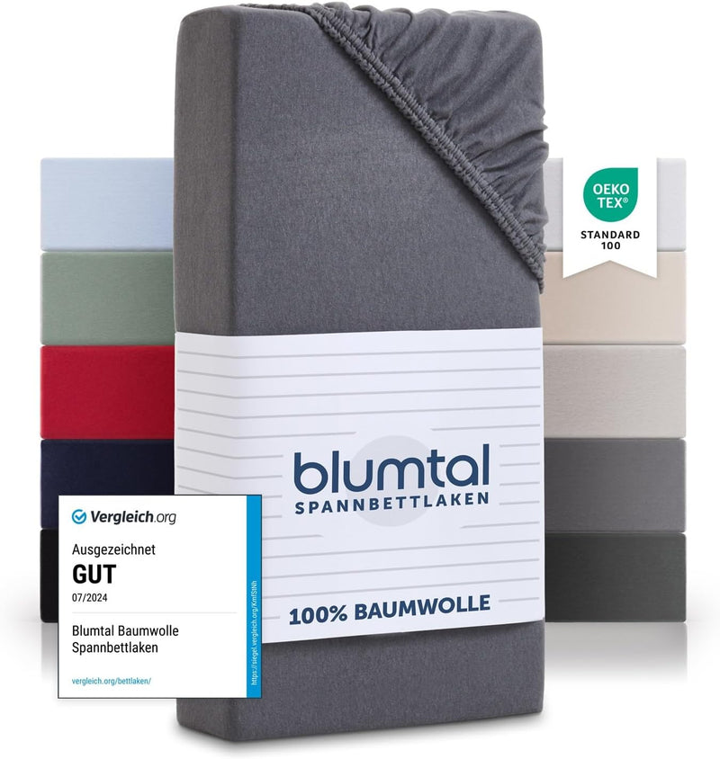 Blumtal® Spannbettlaken 160x200cm Basics Jersey im 2er Set - Bettbezug 160x200cm aus 100% Baumwolle