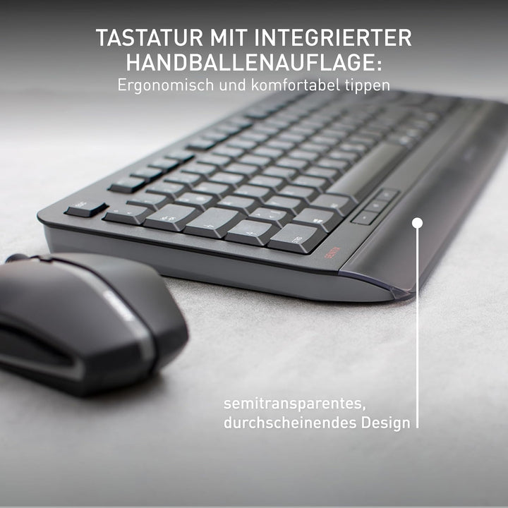 CHERRY GENTIX DESKTOP, Kabelloses Tastatur-Maus-Set, Schweizer Layout (QWERTZ), 2,4 GHz Funk, Integr