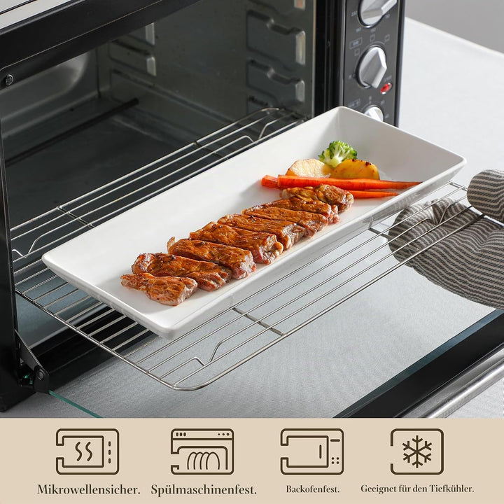 MALACASA Etagere 3 Etagen, 36x15.3cm Servierplatte Porzellan, Servierplatten mit Zusammenklappbaren