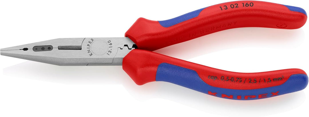 Knipex Verdrahtungszange schwarz atramentiert, mit Mehrkomponenten-Hüllen 160 mm 13 02 160, zange